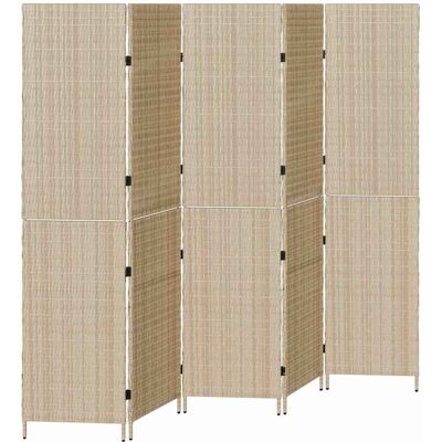 vidaXL Paravent Beige 242 x 180 cm. polyrotin vidaXL Paravent Beige 242 x 180 cm. polyrotin