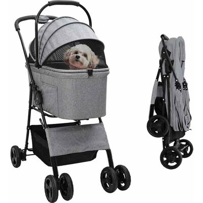 vidaXL Poussette Pliante pour Animaux Gris 81 x 47 x 99 cm Polyester vidaXL Poussette Pliante pour Animaux Gris 81 x 47 x 99 cm Polyester