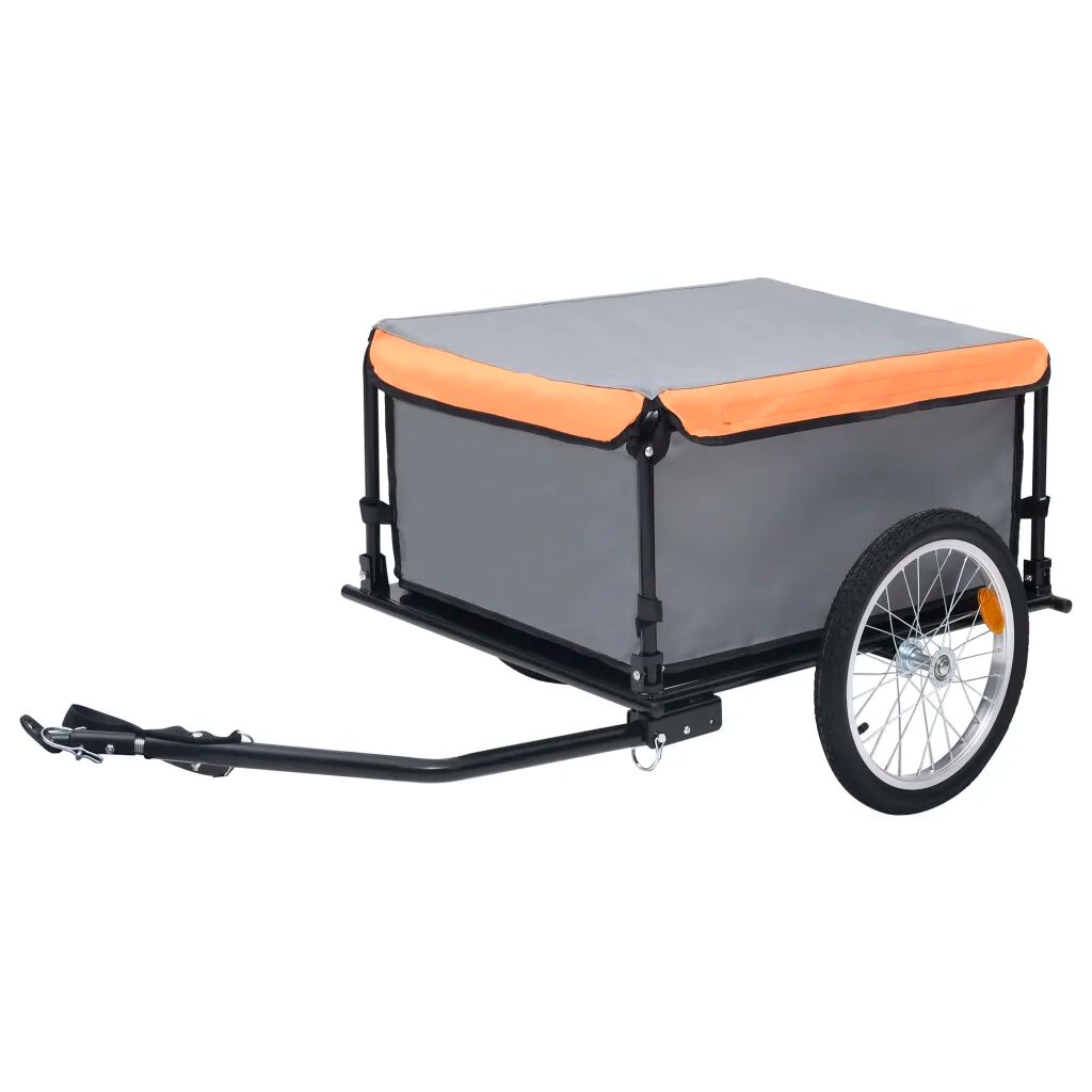 vidaXL Remorque de bicyclette Gris et orange 65 kg