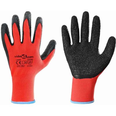vidaXL Gants de Travail 12 pièces Rouge et Noir 9 / l vidaXL Gants de Travail 12 pièces Rouge et Noir 9 / l