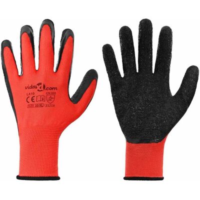 vidaXL Gants de Travail 12 pièces Rouge et Noir 10 / xl vidaXL Gants de Travail 12 pièces Rouge et Noir 10 / xl