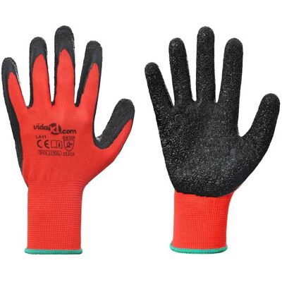 vidaXL Gants de Travail 12 pièces Rouge et Noir 11 / XXL vidaXL Gants de Travail 12 pièces Rouge et Noir 11 / XXL