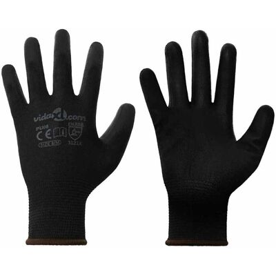 vidaXL Gants de Travail 12 pièces Noir 8 / m Polyester vidaXL Gants de Travail 12 pièces Noir 8 / m Polyester