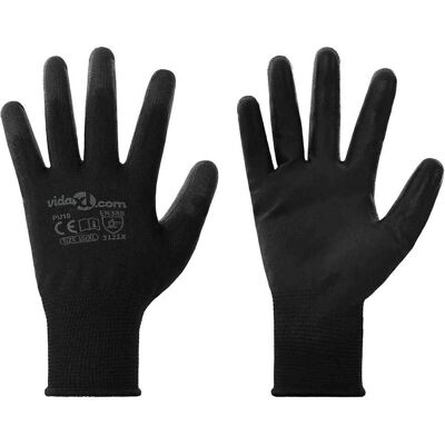 vidaXL Gants de Travail 12 pièces Noir 10 / xl Polyester vidaXL Gants de Travail 12 pièces Noir 10 / xl Polyester
