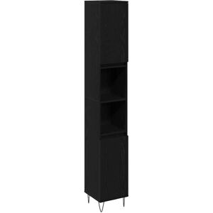 vidaXL Armoire de bain Noir Chêne MDF Fin Rangement - Armoire de bain vidaXL Armoire de bain Noir Chêne MDF Fin Rangement - Armoire de bain