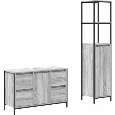 vidaXL Ensemble de meubles de salle de bain 2 pièces Gris sonoma, Noir - Meubles de bain vidaXL Ensemble de meubles de salle de bain 2 pièces Gris sonoma, Noir - Meubles de bain