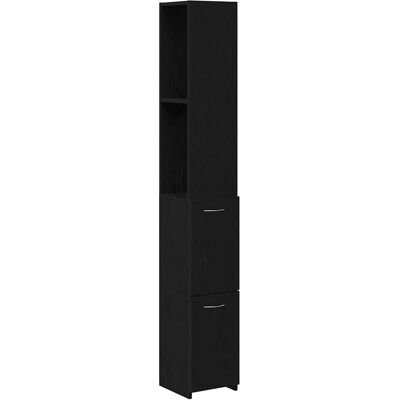 vidaXL Armoire de salle de bain noire - Design moderne, bois durable, 2 compartiments vidaXL Armoire de salle de bain noire - Design moderne, bois durable, 2 compartiments