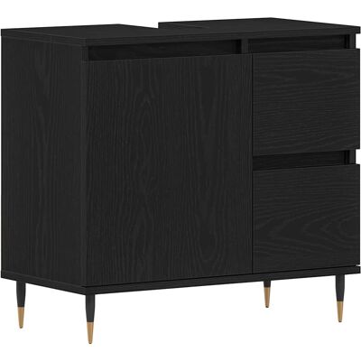 Armoire de Salle de Bain en Chêne Noir Vidaxl 65x33x60 cm Stockage Moderne Armoire de Salle de Bain en Chêne Noir Vidaxl 65x33x60 cm Stockage Moderne