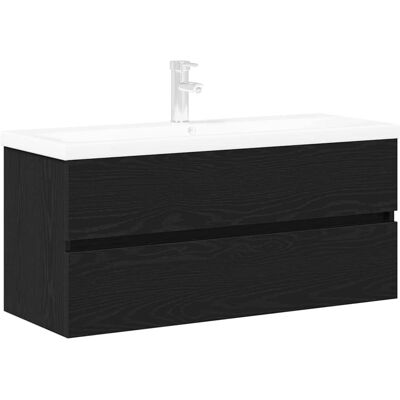 Meuble de Salle de Bain en Noyer Noir avec Lavabo - 90x38.5x45 cm Meuble de Salle de Bain en Noyer Noir avec Lavabo - 90x38.5x45 cm