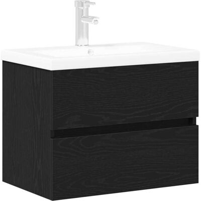 vidaXL Armoire de Salle de Bain en Chêne Noir 60x38,5x45 cm avec Lavabo - Armoire de Salle de Bain vidaXL Armoire de Salle de Bain en Chêne Noir 60x38,5x45 cm avec Lavabo - Armoire de Salle de Bain