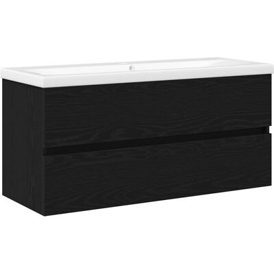 VidaXl Meuble de salle de bain en chêne noir - Vasque et rangement VidaXl Meuble de salle de bain en chêne noir - Vasque et rangement