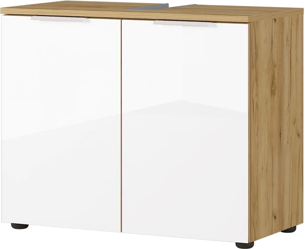 Germania Armoire de sous-lavabo GW-Avino 34x70x58 cm Blanc et chêne