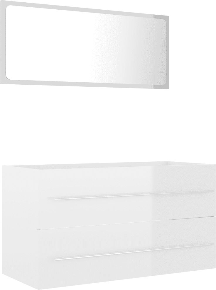 vidaXL Ensemble de meubles de bain 2 pcs Blanc brillant Aggloméré