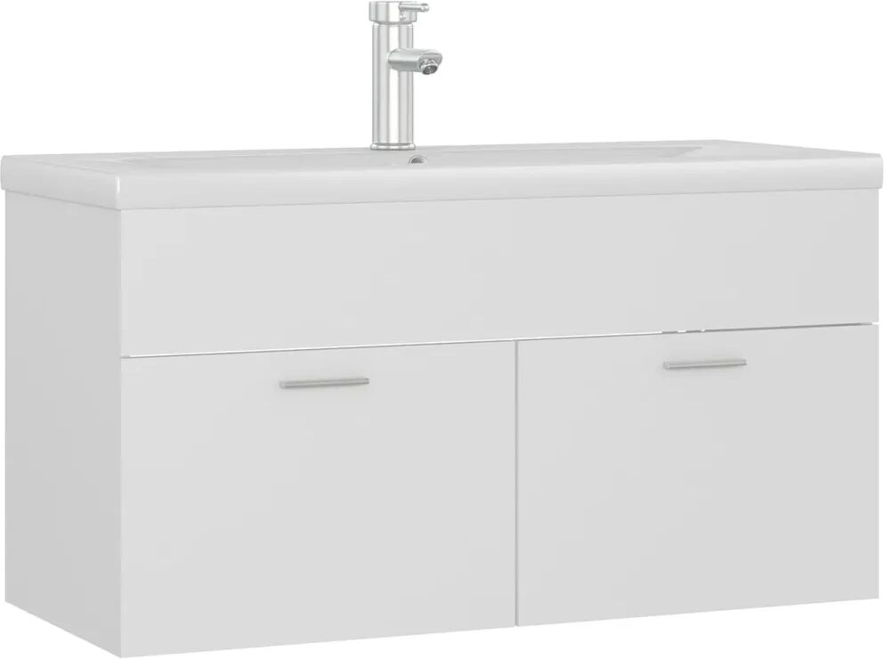 vidaXL Armoire d'évier avec lavabo intégré Blanc Aggloméré