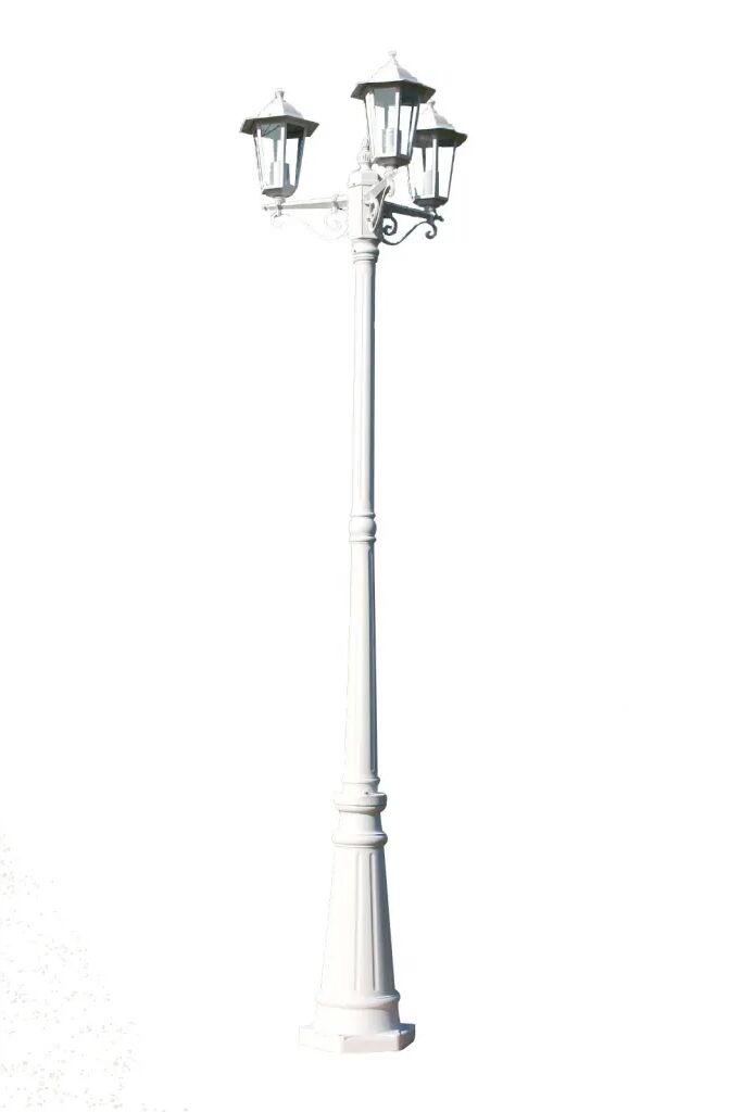 vidaXL Lampadaire de jardin 3 bras 215 cm Blanc Aluminium