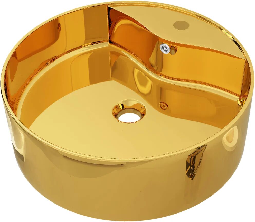 vidaXL Lavabo avec trop-plein 46,5 x 15,5 cm Céramique Doré