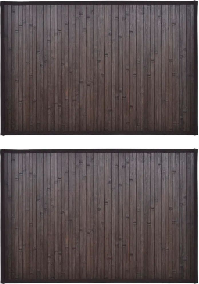 vidaXL Tapis de bain Bambou 2 pcs 60 x 90 cm Marron foncé