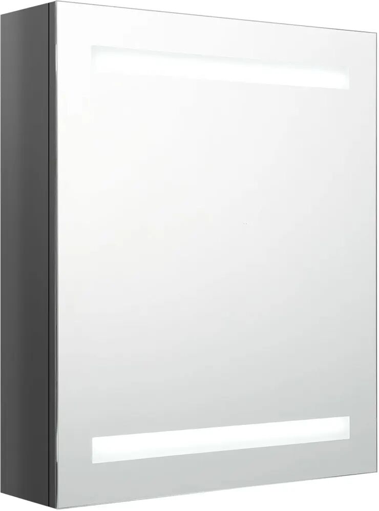 vidaXL Armoire de salle de bain à miroir LED Gris brillant 50x14x60 cm