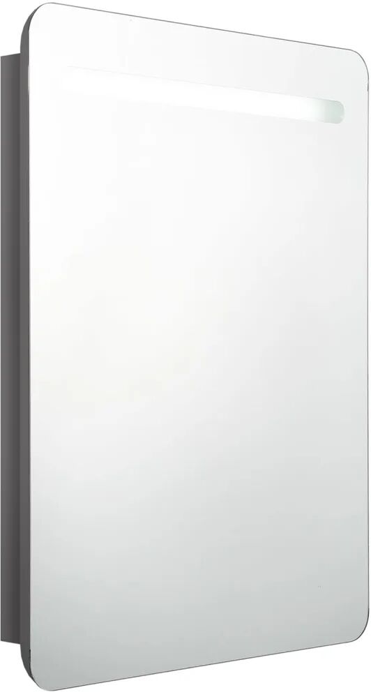 vidaXL Armoire de salle de bain à miroir LED Gris brillant 60x11x80 cm