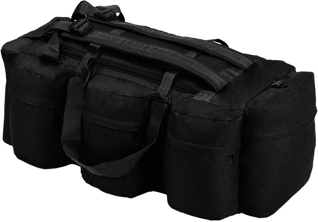 vidaXL Sac de sport en style militaire 3-en-1 120 L Noir