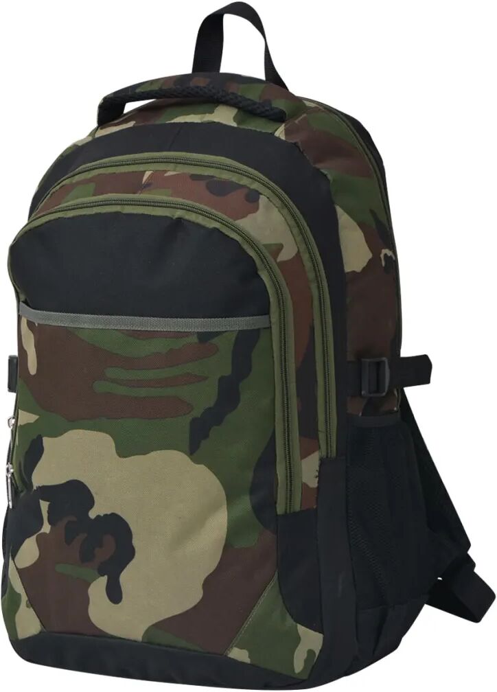 vidaXL Sac à dos d'école 40 L noir et camouflage