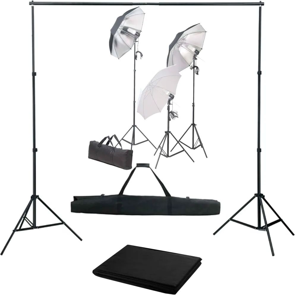 vidaXL Kit de studio photo avec ensemble d'éclairage et toile de fond