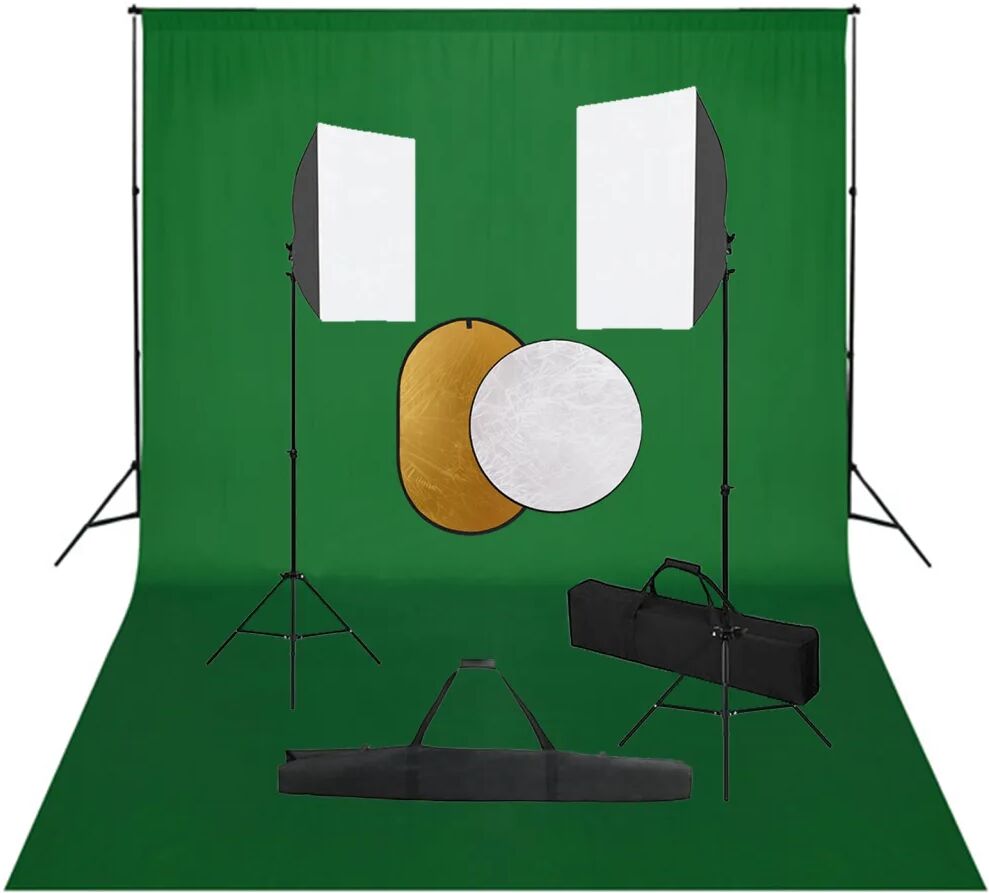 vidaXL Kit de studio photo boîte à lumière toile de fond et réflecteur