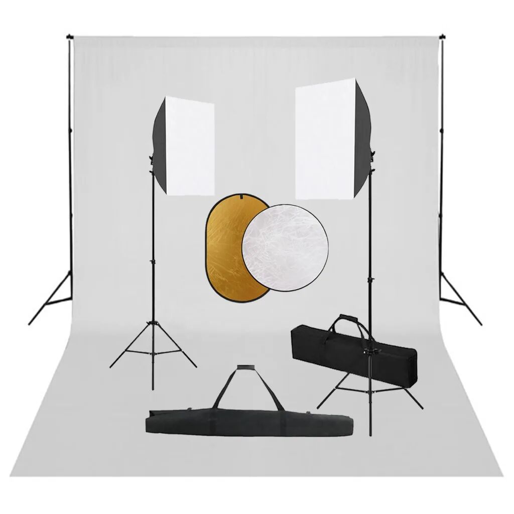 vidaXL Kit de studio photo boîte à lumière toile de fond et réflecteur