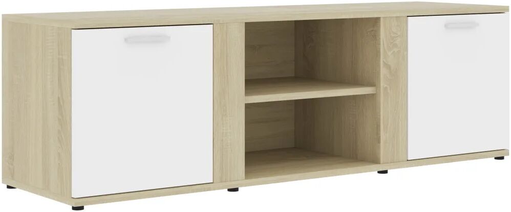 vidaXL Meuble TV Blanc et chêne sonoma 120x34x37 cm Aggloméré