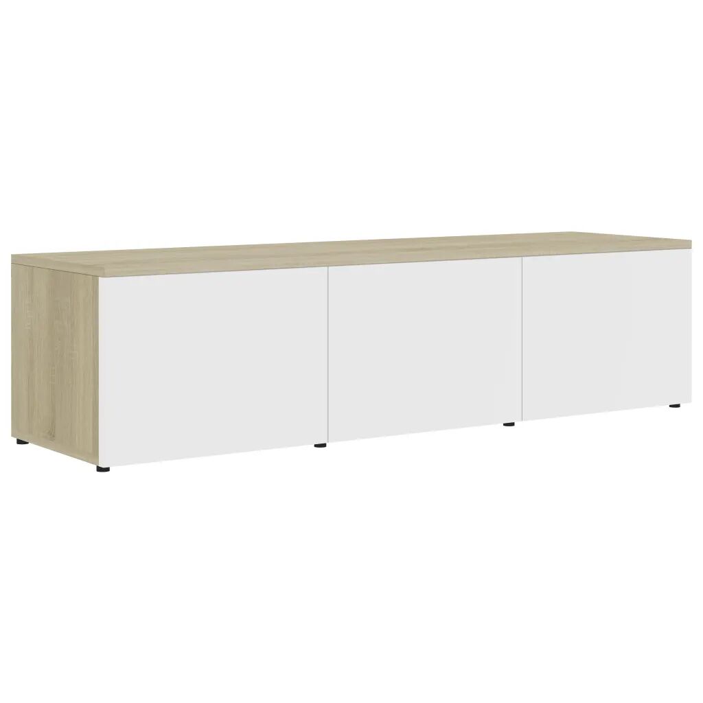 vidaXL Meuble TV Blanc et chêne sonoma 120x34x30 cm Aggloméré