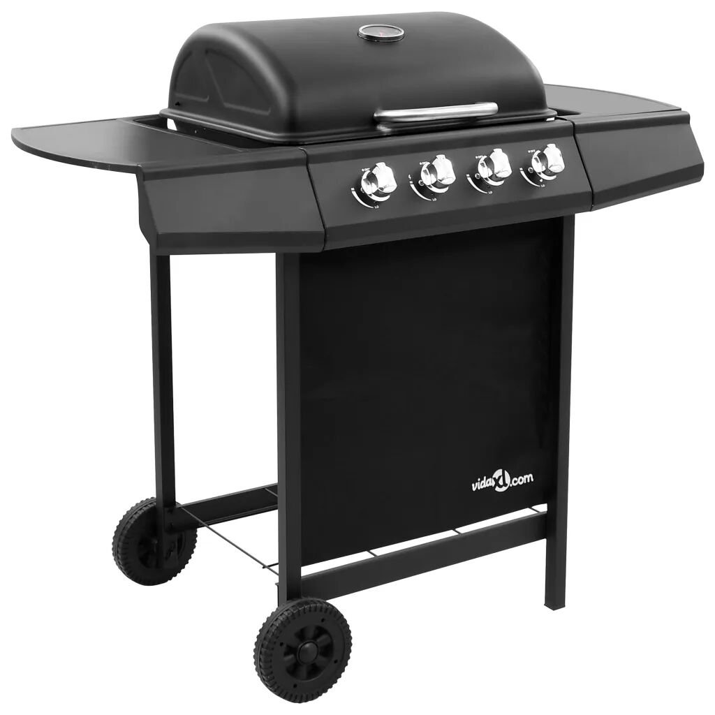 vidaXL Barbecue gril à gaz avec 4 brûleurs Noir