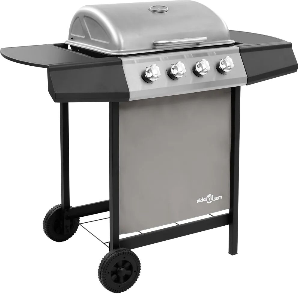 vidaXL Barbecue gril à gaz avec 4 brûleurs Noir et argenté