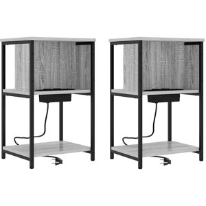 vidaXL Cabinet de chevet 2 pcs Gris Sonoma 38 x 31 x 61 cm vidaXL Cabinet de chevet 2 pcs Gris Sonoma 38 x 31 x 61 cm