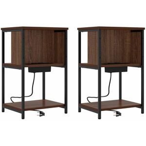 vidaXL Cabinet de chevet 2 pcs Chêne brun 38 x 31 x 61 cm vidaXL Cabinet de chevet 2 pcs Chêne brun 38 x 31 x 61 cm