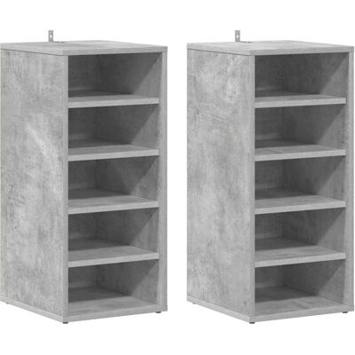 vidaXL 2x Armoires à chaussures gris béton - Organisateur de chaussures vidaXL 2x Armoires à chaussures gris béton - Organisateur de chaussures