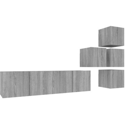 Ensemble TV 6 pièces gris Sonoma vidaXL - Meubles TV Ensemble TV 6 pièces gris Sonoma vidaXL - Meubles TV