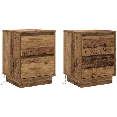 vidaXL Ensemble de Tables de Nuit Rustiques 2 - Rangement Chambre vidaXL Ensemble de Tables de Nuit Rustiques 2 - Rangement Chambre