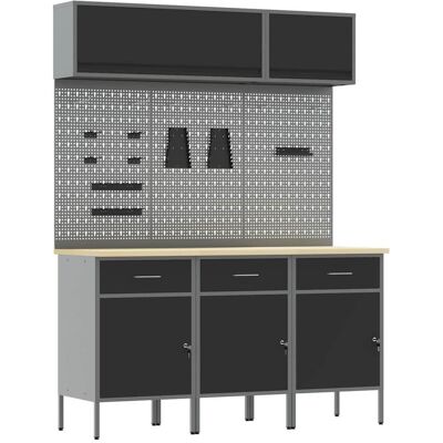 vidaXL Ensemble de placards de travail avec tiroir 8 pc Noir vidaXL Ensemble de placards de travail avec tiroir 8 pc Noir