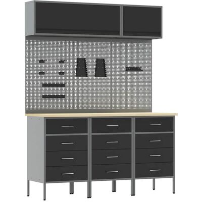 vidaXL Ensemble de placards de travail avec tiroir 8 pc Noir vidaXL Ensemble de placards de travail avec tiroir 8 pc Noir