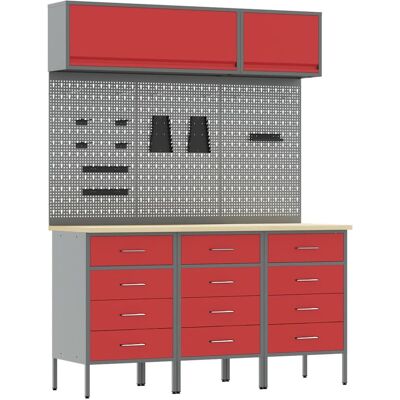 vidaXL Ensemble de placards de travail avec tiroir 8 pc Rouge vidaXL Ensemble de placards de travail avec tiroir 8 pc Rouge