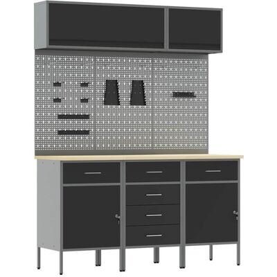vidaXL Ensemble de placards de travail avec tiroir 8 pc Noir vidaXL Ensemble de placards de travail avec tiroir 8 pc Noir