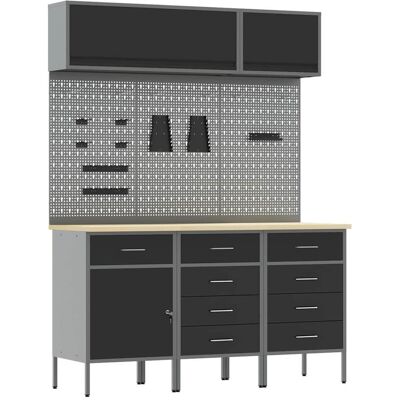 vidaXL Ensemble de placards de travail avec tiroir 8 pc Noir vidaXL Ensemble de placards de travail avec tiroir 8 pc Noir