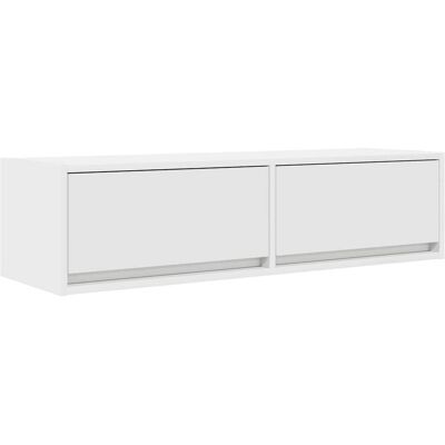 vidaXL Meuble TV Blanc Glissant Doucement - Meuble TV vidaXL Meuble TV Blanc Glissant Doucement - Meuble TV