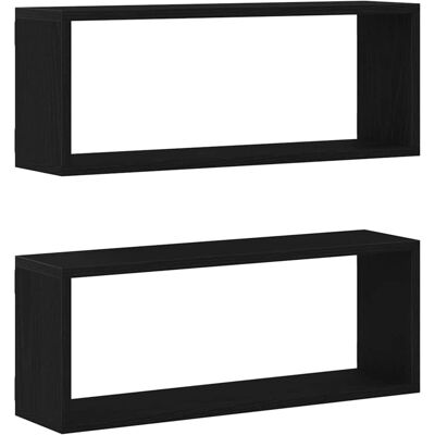 vidaXL Étagères Murales Set de 2 Bois Stratifié Noir - Étagère Murale vidaXL Étagères Murales Set de 2 Bois Stratifié Noir - Étagère Murale