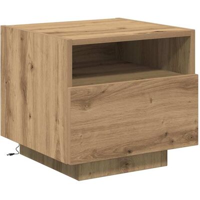 Table de nuit Vidaxl avec lumières LED Bois de chêne moderne Table de nuit Vidaxl avec lumières LED Bois de chêne moderne