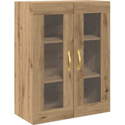 Placard mural en chêne Vidaxl - Portes en verre, grand espace, style moderne Placard mural en chêne Vidaxl - Portes en verre, grand espace, style moderne