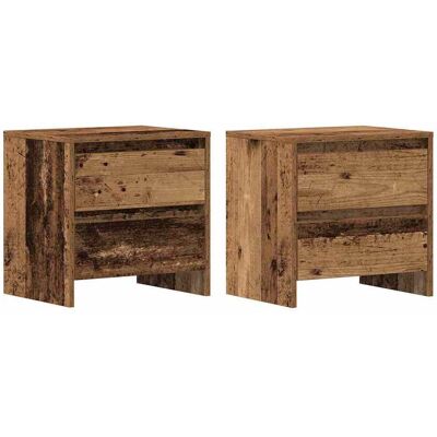 Vidaxl Bois Ancien Style Rustique 2 Pièces - Table de Nuit Vidaxl Bois Ancien Style Rustique 2 Pièces - Table de Nuit