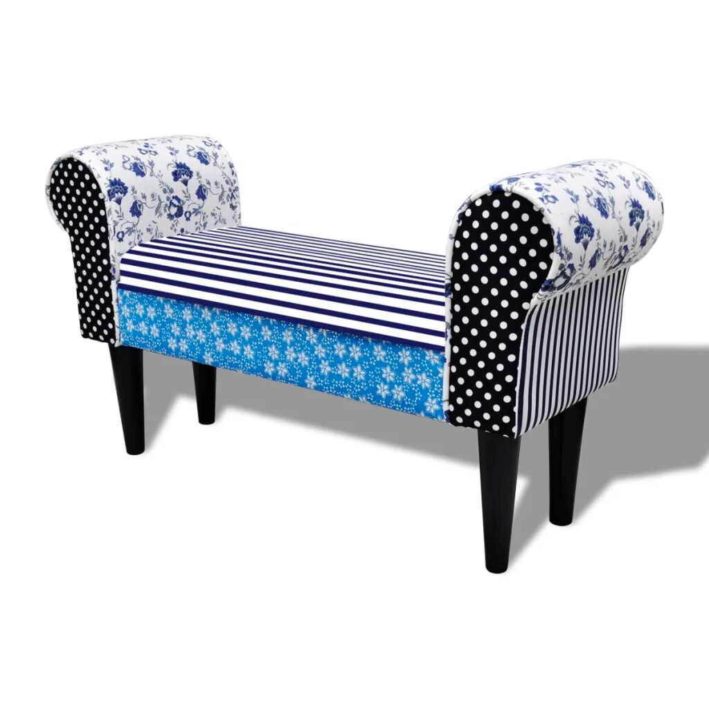 vidaXL Banc Design avec patchwork Bleu et blanc