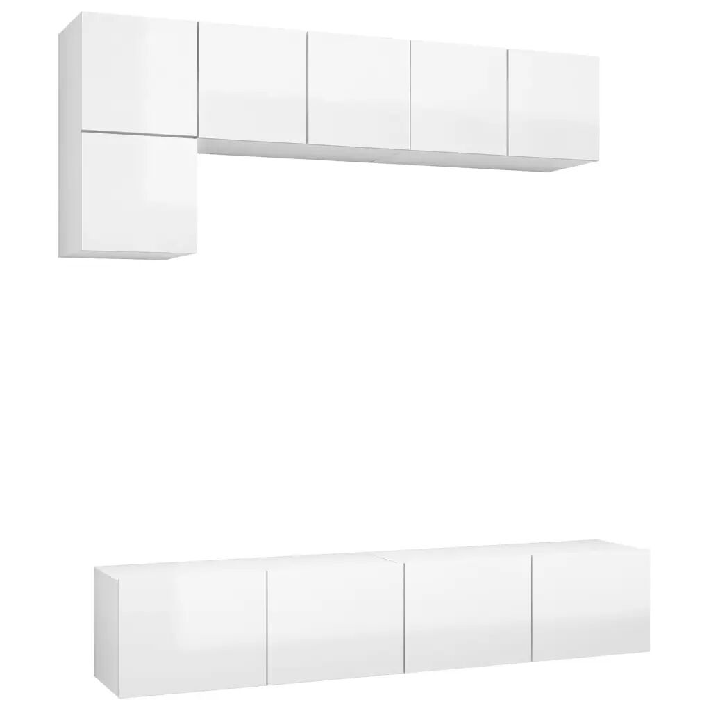 vidaXL Ensemble de meuble TV 5 pcs Blanc brillant Aggloméré