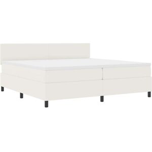 vidaXL Lit à ressort LED avec tête de lit Crème et Blanc 200 x 200 cm vidaXL Lit à ressort LED avec tête de lit Crème et Blanc 200 x 200 cm